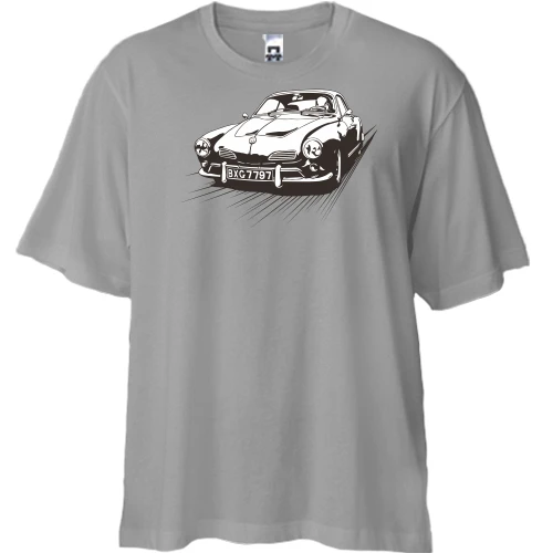 Футболка двонитка Oversize, Чорний, volkswagen vintage car