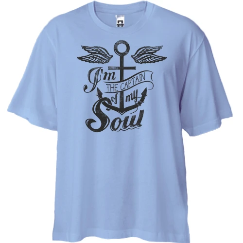Футболка двонитка Oversize, Синій, i'm the captain of my soul