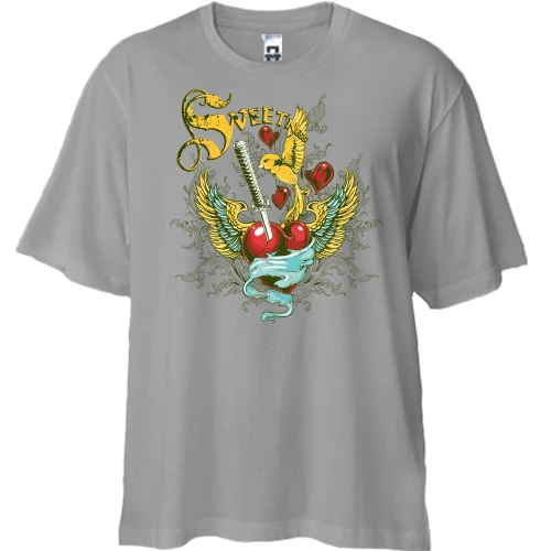 Футболка двонитка Oversize, Чорний, sweetness