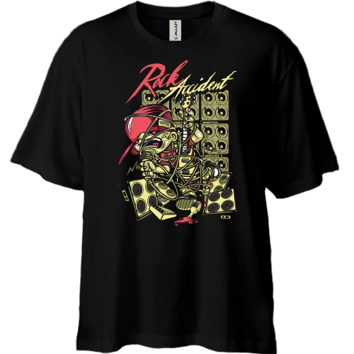 Футболка двунитка Oversize, Черный, rock accident