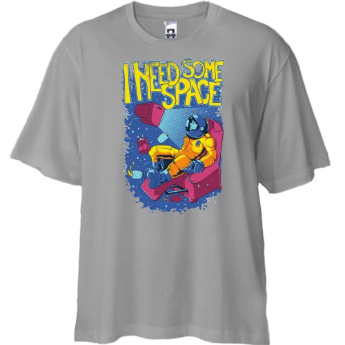 Футболка двунитка Oversize, Черный, i need some space