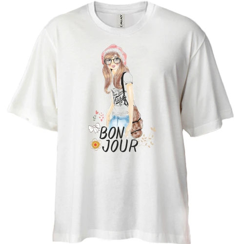 Футболка двонитка Oversize, Білий, bon jour