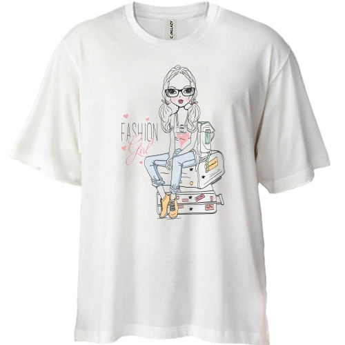 Футболка двонитка Oversize, Білий, fashion girl