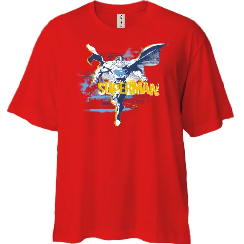 Футболка двунитка Oversize superman defending planet