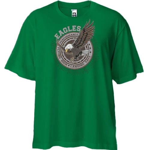 Футболка двунитка Oversize, Зеленый, eagles