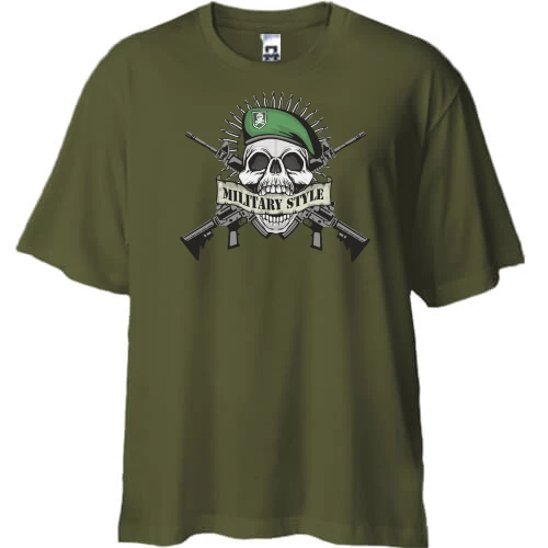 Футболка двунитка Oversize, Хаки, military style
