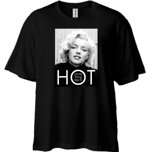 Футболка двунитка Oversize, Черный, Some thing like it HOT