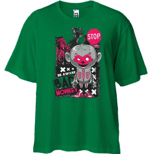 Футболка двонитка Oversize, Зелений, bad monkey