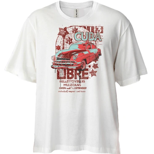 Футболка двонитка Oversize, Білий, Cuba Libre