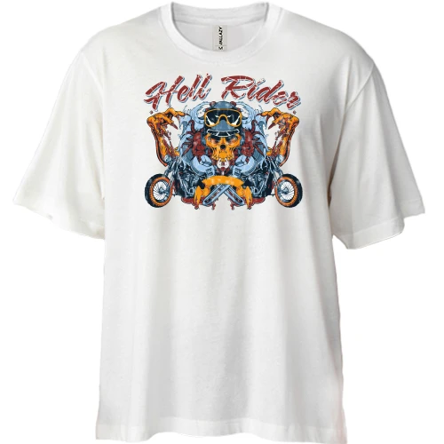 Футболка двунитка Oversize, Белый, hell rider