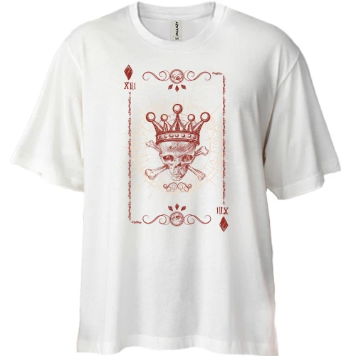 Футболка двунитка Oversize, Белый, с игральной картой XIII