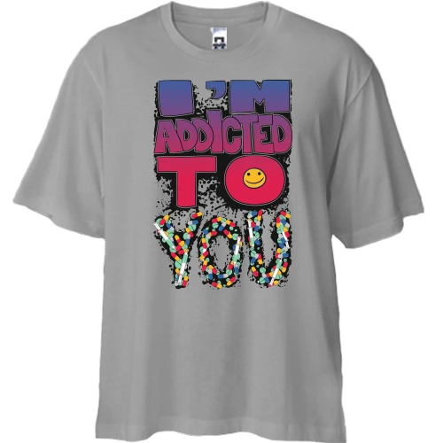 Футболка двунитка Oversize, Серый, i`m addicted to you