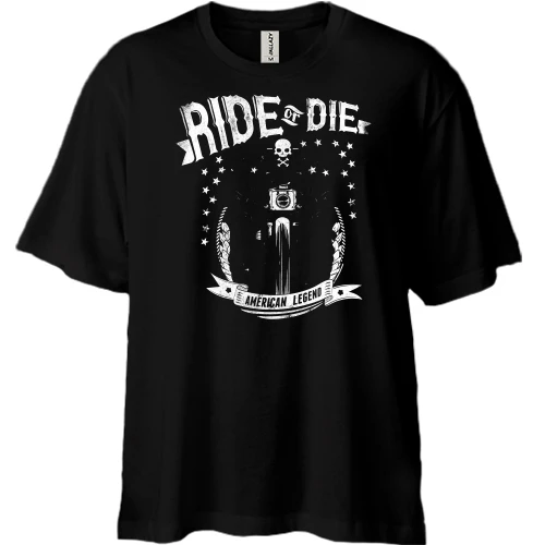 Футболка двунитка Oversize, Черный, ride or die american legend