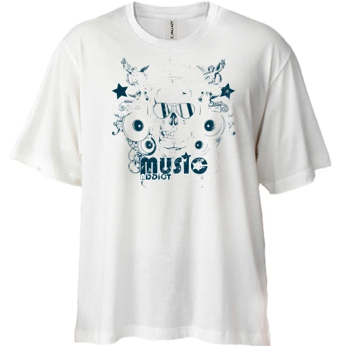 Футболка двунитка Oversize, Белый, music addict