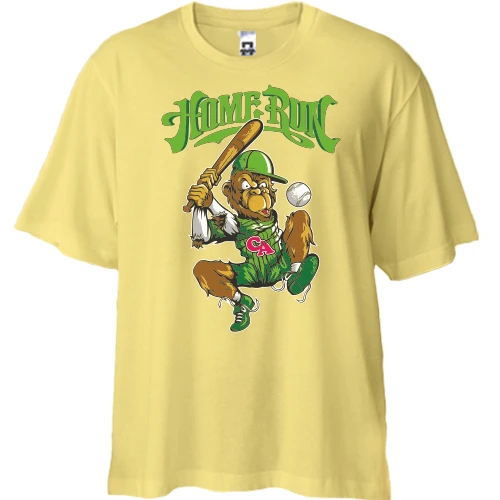 Футболка двонитка Oversize, Жовтий, home run