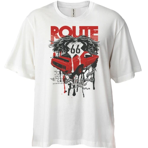 Футболка двунитка Oversize, Белый, route 66