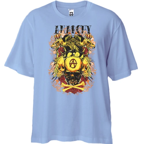 Футболка двунитка Oversize anarchy golden skull