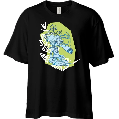 Футболка двонитка Oversize, Чорний, cool summer cool