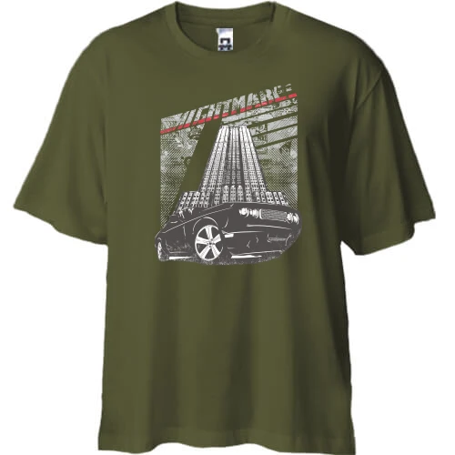 Футболка двонитка Oversize, Хакі, nightmare