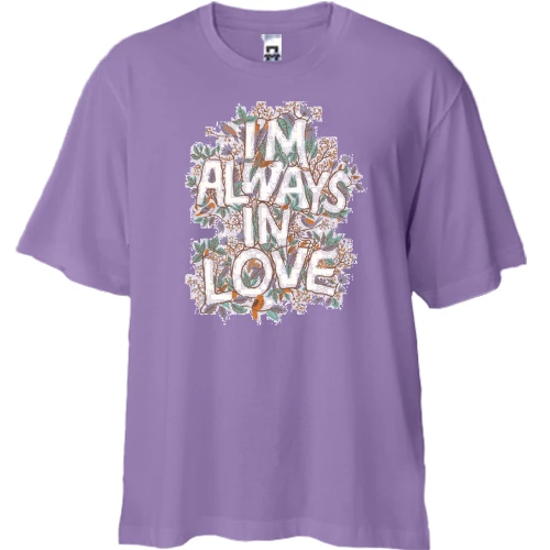Футболка двунитка Oversize, Лавандовый, i`m always in love