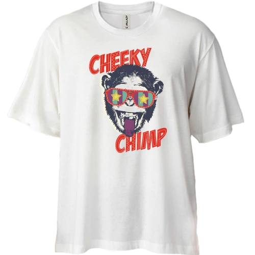 Футболка двонитка Oversize, Білий, cheeky chimp monkey