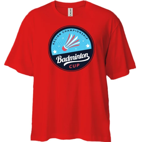 Футболка двунитка Oversize, Красный, badminton cup