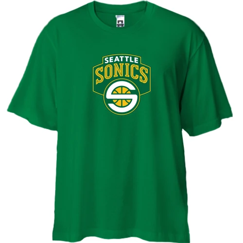 Футболка двонитка Oversize, Зелений, Seattle SuperSonics