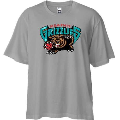 Футболка двонитка Oversize, Сірий, memphis grizzlies bear