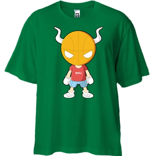 Футболка двунитка Oversize, Синий, basketball bull boy