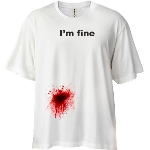 Футболка двунитка Oversize I'm fine (пятно сбоку)
