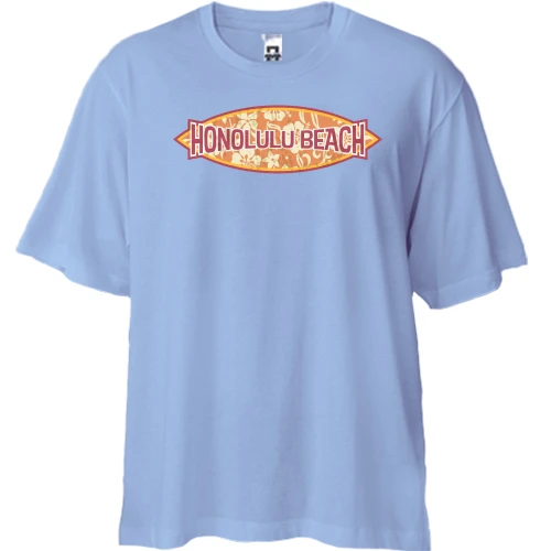 Футболка двунитка Oversize, Синий, honolulu beach