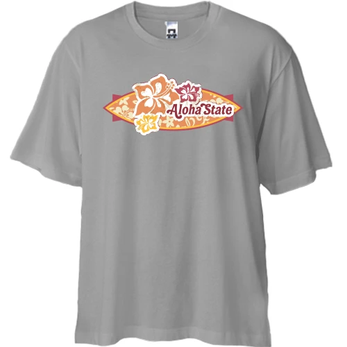 Футболка двунитка Oversize, Серый, Aloha State