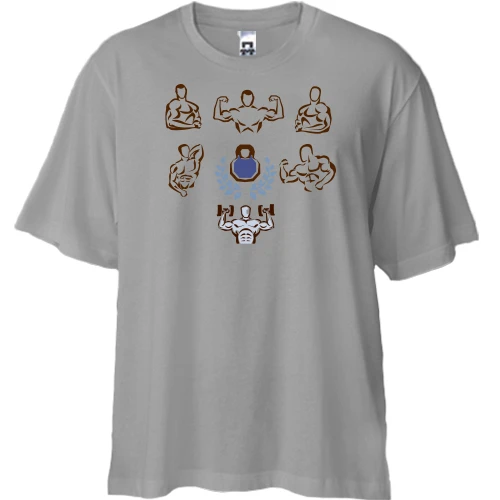 Футболка двунитка Oversize, Серый, crossfit man