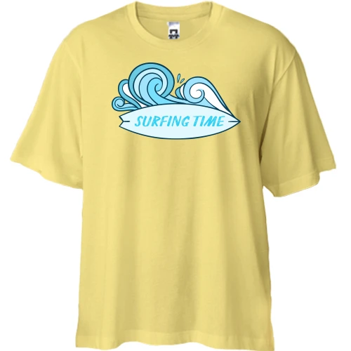 Футболка двунитка Oversize, Желтый, surfing time