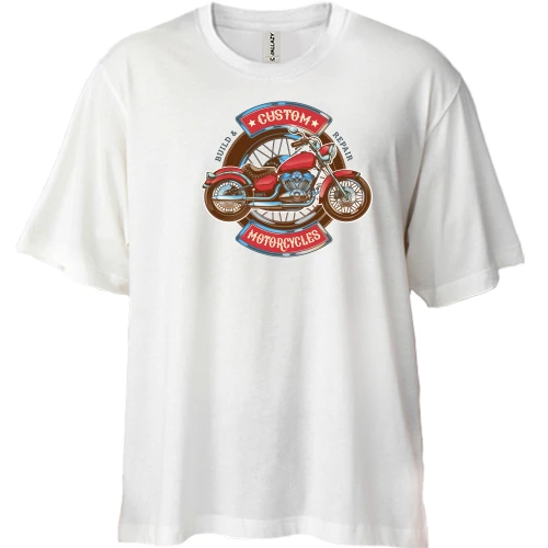 Футболка двунитка Oversize, Белый, american motorcycles custom