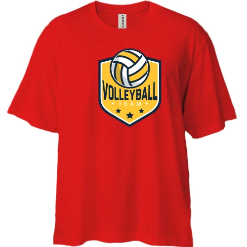 Футболка двунитка Oversize, Красный, volleyball team logo