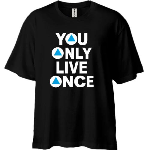 Футболка двонитка Oversize, Чорний, You Only Live Once