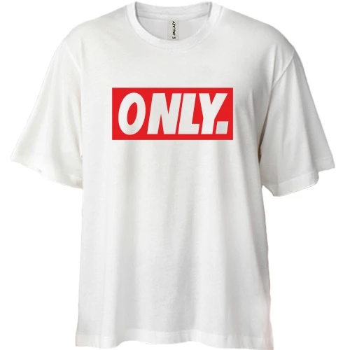 Футболка двонитка Oversize, Білий, Only Obey