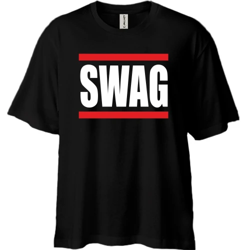 Футболка двунитка Oversize, Черный, Swag