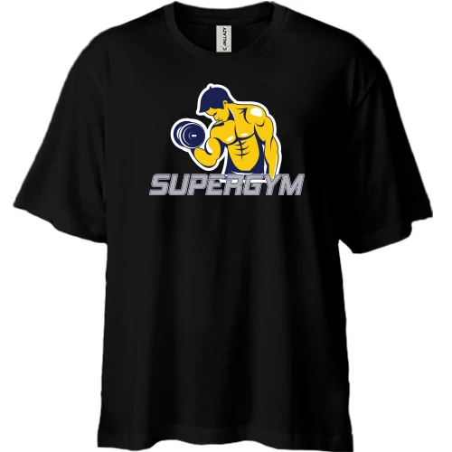 Футболка двунитка Oversize, Черный, super gym