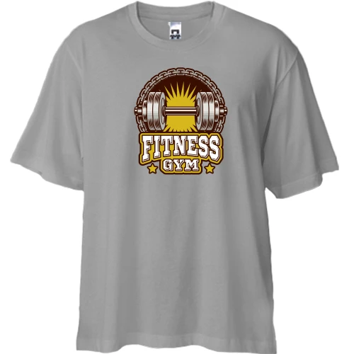 Футболка двонитка Oversize, Сірий, fitness gym