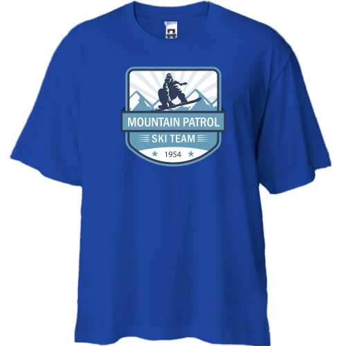 Футболка двунитка Oversize, Синий, mountain patrol ski team