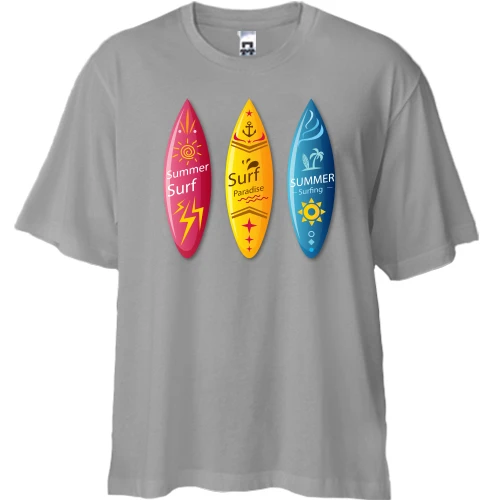 Футболка двунитка Oversize, Серый, surf summer