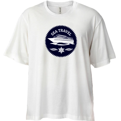 Футболка двунитка Oversize, Белый, sea travel