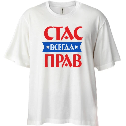 Футболка двунитка Oversize, Белый, Стас всегда прав