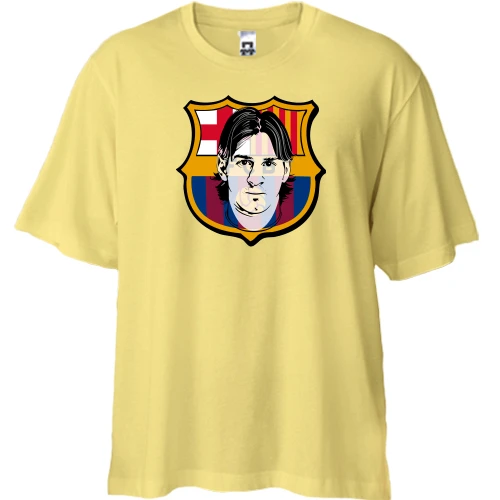 Футболка двонитка Oversize, Жовтий, з Messi