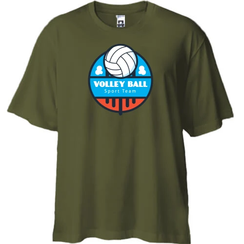 Футболка двунитка Oversize, Черный, Volleyball