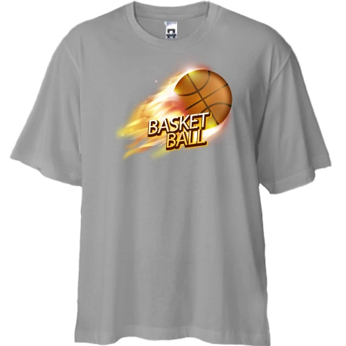 Футболка двонитка Oversize з палаючим баскетбольним м'ячем Basketball
