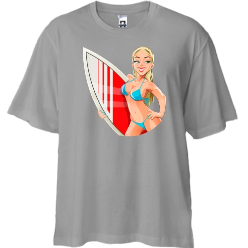 Футболка двунитка Oversize, Серый, серфингисткой (2)