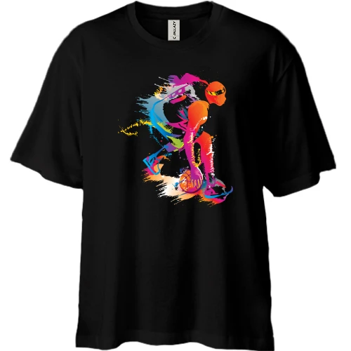Футболка двунитка Oversize с ярким баскетболистом